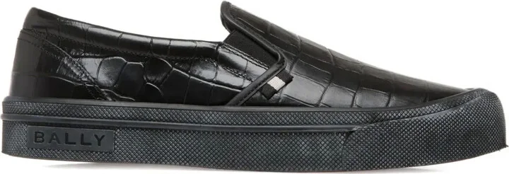 Embossed Leather Slip-On Loafers