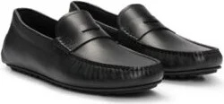 Embossed-leather slip-on moccasins with logo detail- Black Men's All Shoes size 9