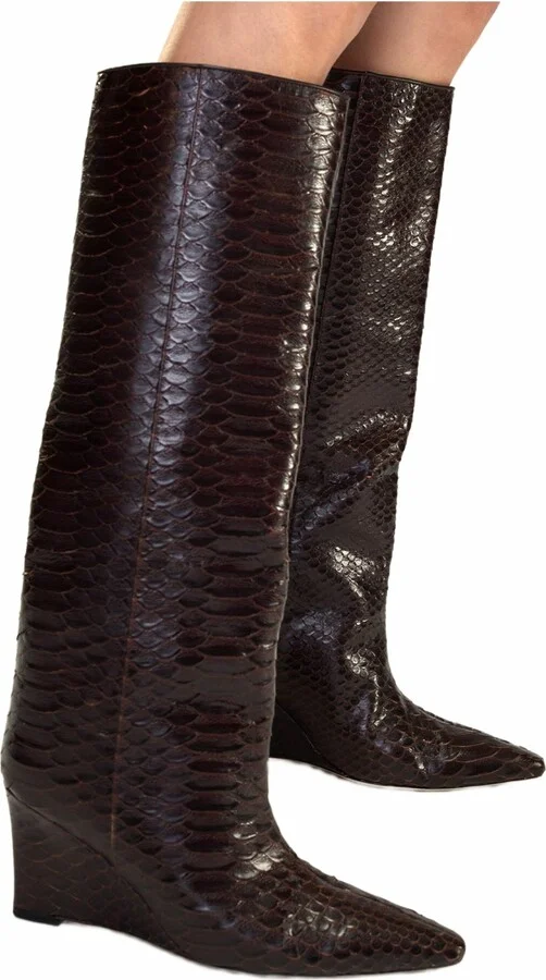 Embossed Leather Wedge Boot - Image 2