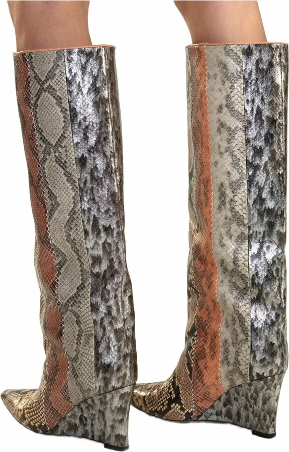 Embossed Leather Wedge Boot - Image 6