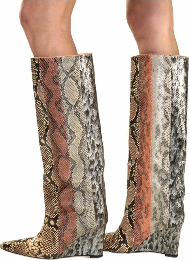 Embossed Leather Wedge Boot - Image 7