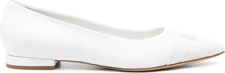 Embossed-Logo 15mm Leather Ballerinas