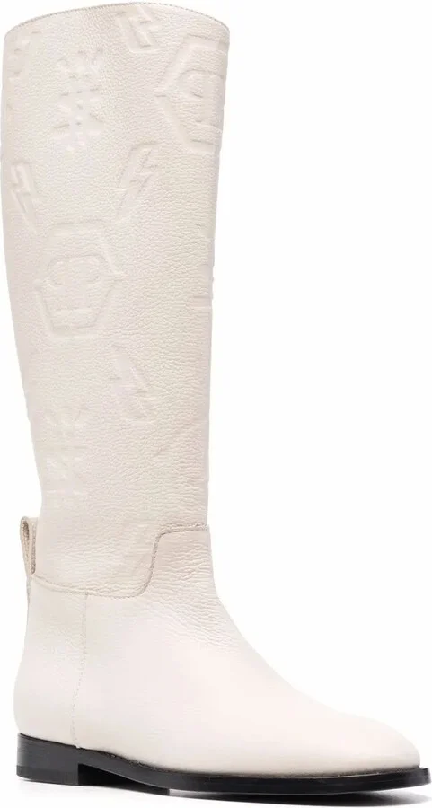 Embossed-Logo Knee-High Boots - Image 2
