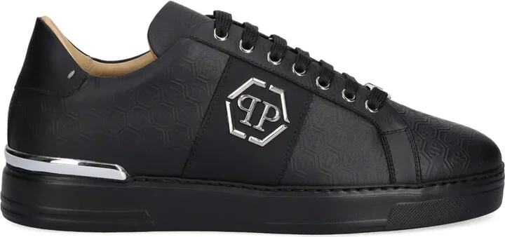 Embossed-Logo Lace-Up Sneakers