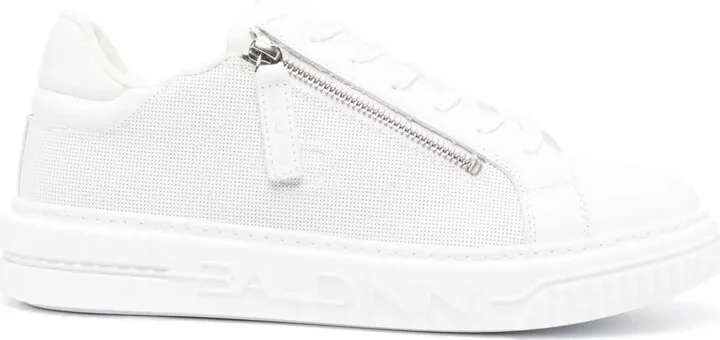 Embossed-Logo Lace-Up Sneakers