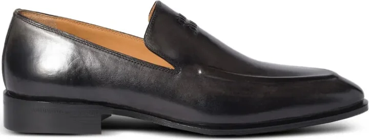 Embossed-Logo Leather Loafers