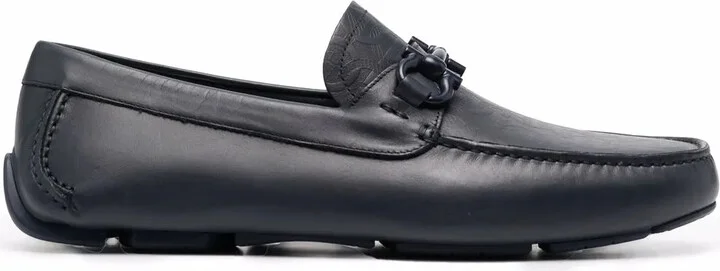 Embossed-Logo Leather Loafers