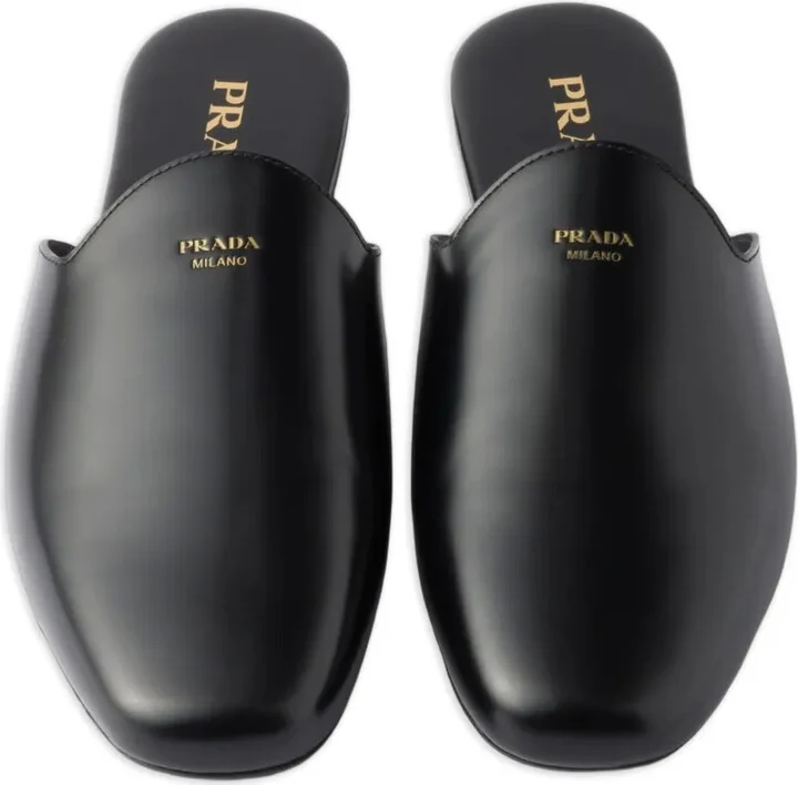 Embossed-Logo Leather Mules - Image 3