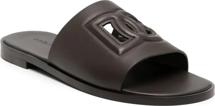 Embossed-Logo Leather Slides - Image 2
