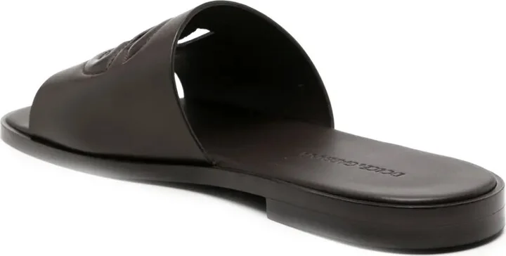 Embossed-Logo Leather Slides - Image 3