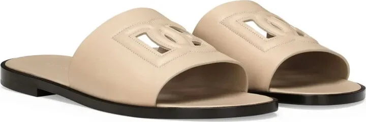 Embossed-Logo Leather Slides - Image 2