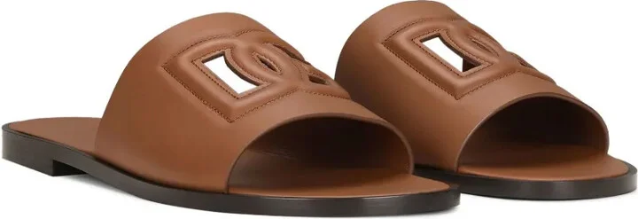 Embossed-Logo Leather Slides - Image 2
