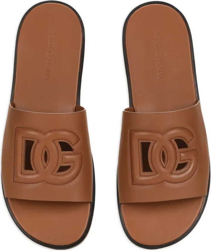 Embossed-Logo Leather Slides - Image 4