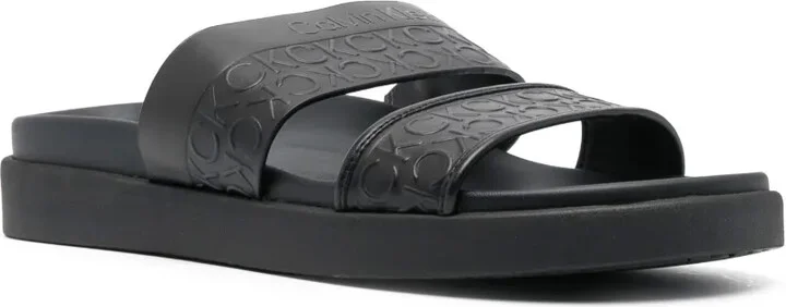 Embossed-Logo Leather Slides - Image 2