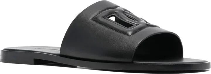 Embossed-Logo Leather Slides - Image 2