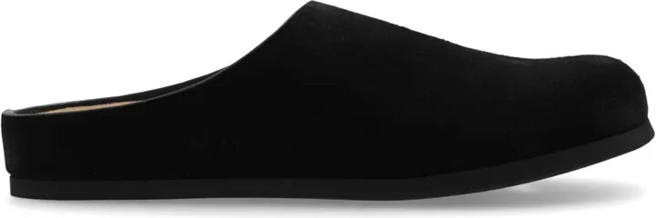 Embossed-Logo Leather Slippers