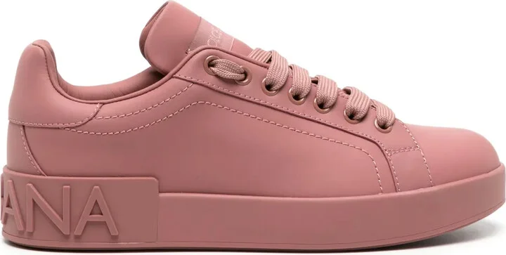 Embossed-Logo Leather Sneakers