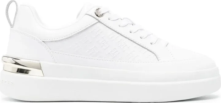 Embossed-Logo Leather Sneakers