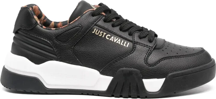 Embossed-Logo Leather Sneakers