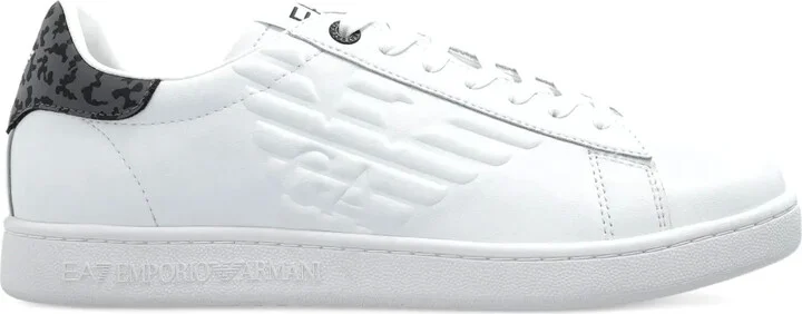 Embossed-Logo Leather Sneakers