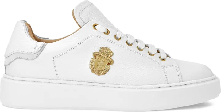 Embossed-Logo Leather Sneakers