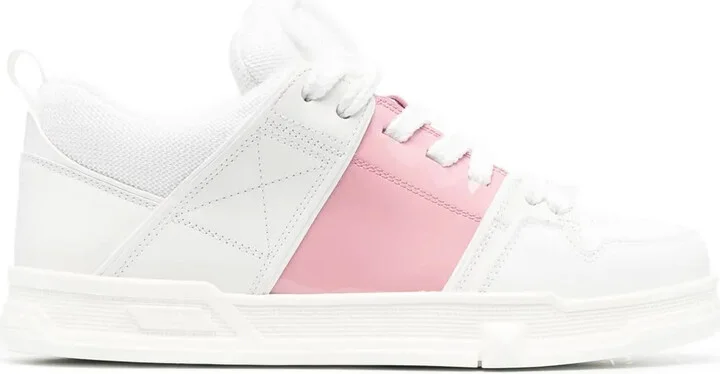 Embossed-Logo Leather Sneakers