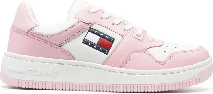 Embossed-Logo Leather Sneakers