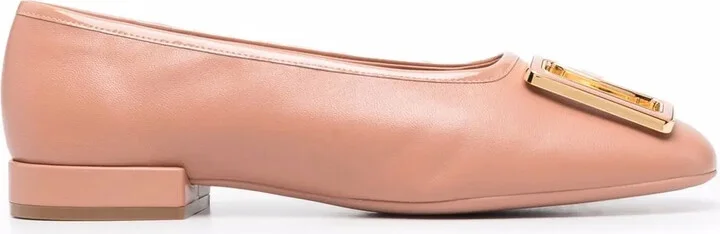 Embossed-Logo Plaque Ballerina Shoes