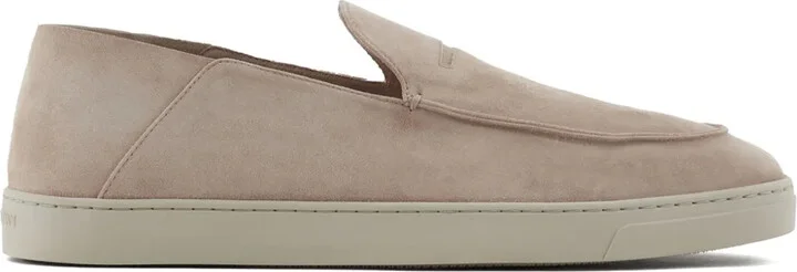 Embossed-Logo Suede Loafers