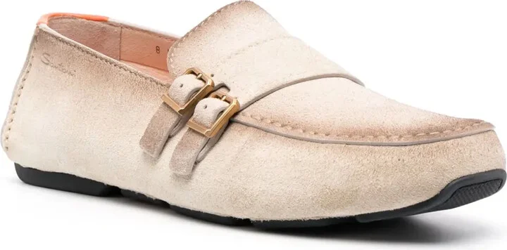 embossed-logo suede Monk shoes - Image 2