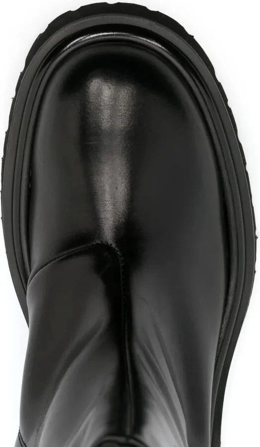 Embossed-Logo Zipped Leather Boots - Image 4