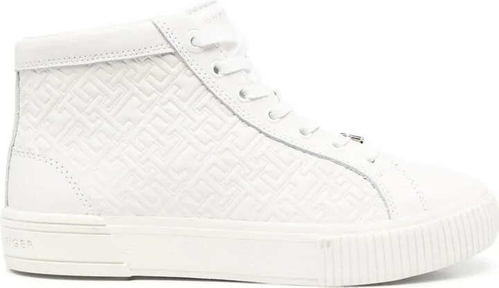 Embossed-Monogram High-Top Sneakers