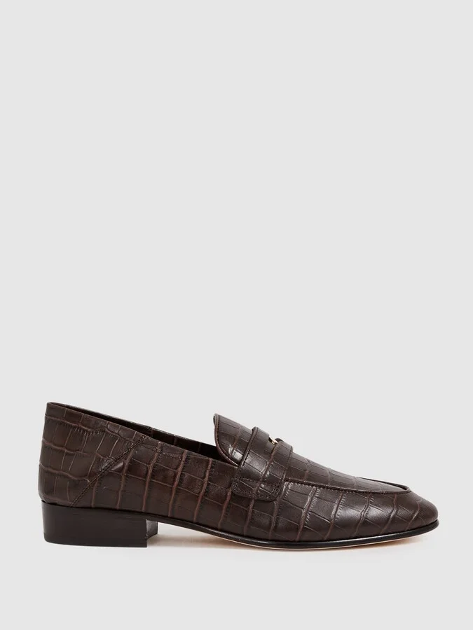 embossed Penny Loafers