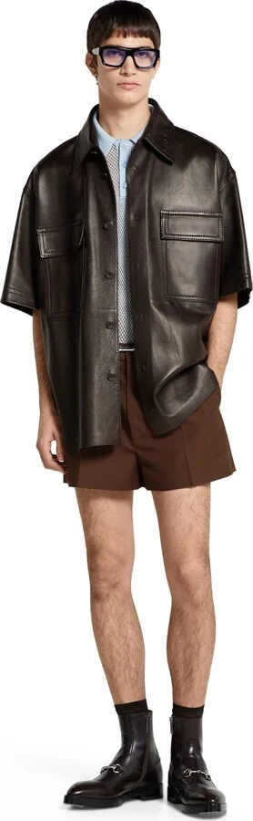 Embossed plongè leather shirt - Image 2