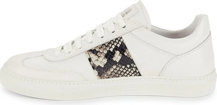 Embossed Snakeskin Print Leather Sneakers - Image 4