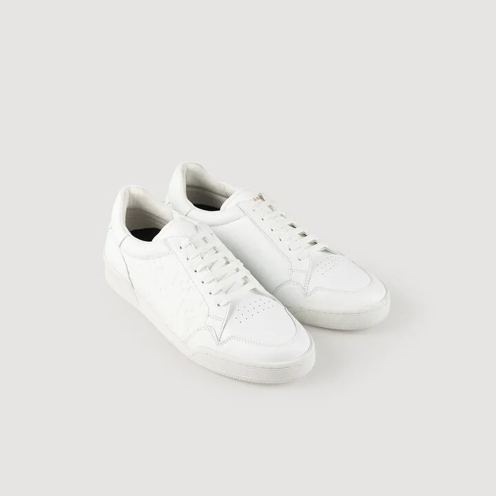 Embossed square cross leather sneakers - Image 2