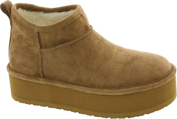 embracce Womens Faux Suede Platform Ankle Boots