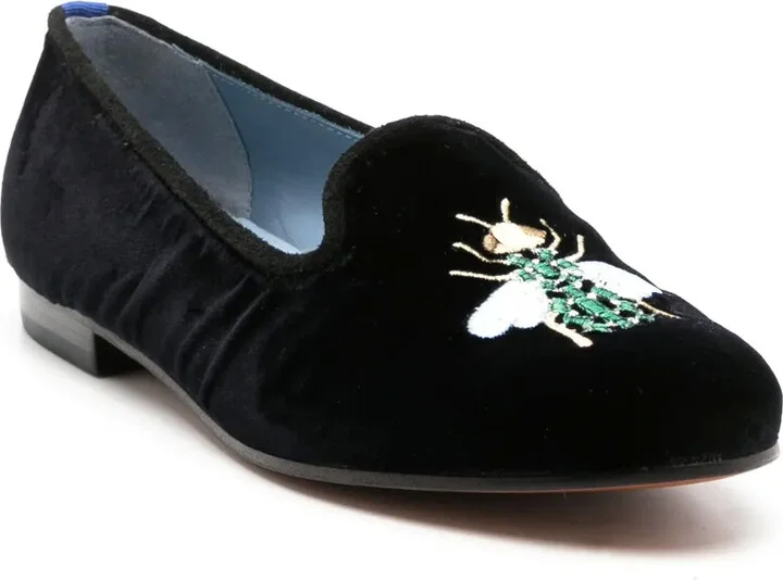 Embroidered-Bee Velvet Loafers - Image 2