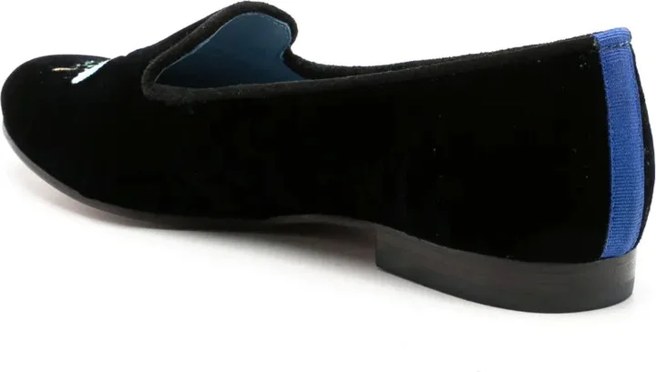 Embroidered-Bee Velvet Loafers - Image 3