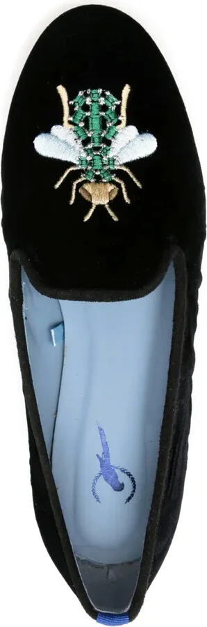 Embroidered-Bee Velvet Loafers - Image 4
