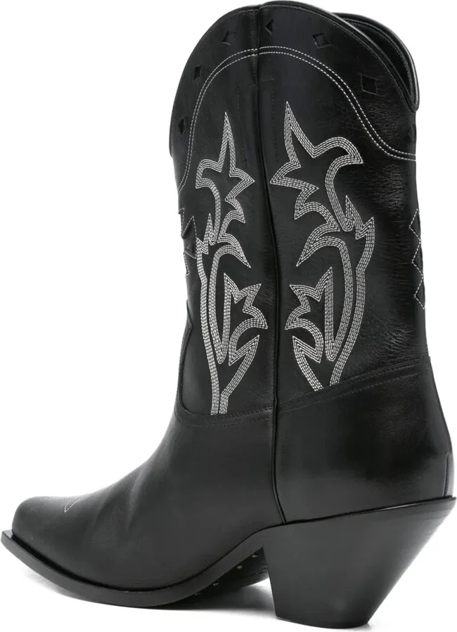 Embroidered Calf Leather Biker Boots - Image 3