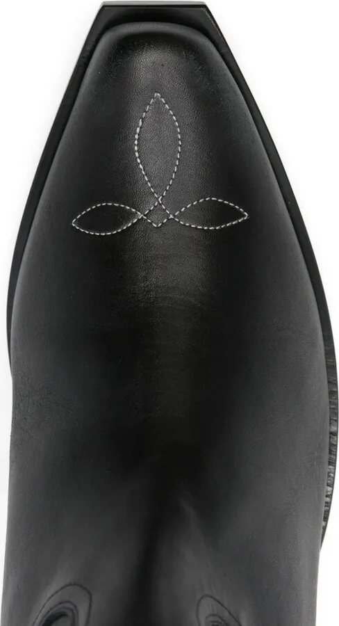 Embroidered Calf Leather Biker Boots - Image 4