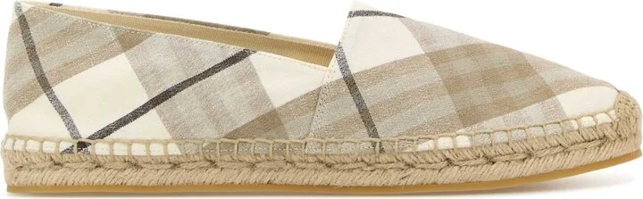 Embroidered Canvas Mews Check Espadrilles