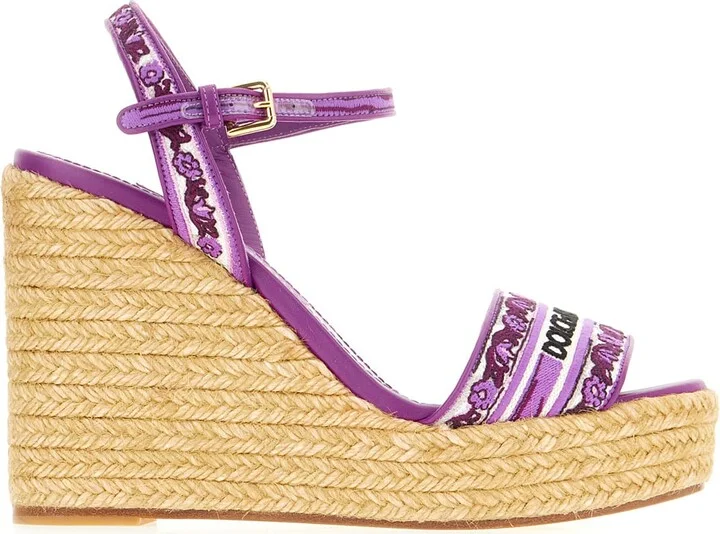 Embroidered Canvas Wedge
