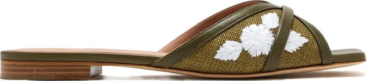 Embroidered Cross-Strap Sandals