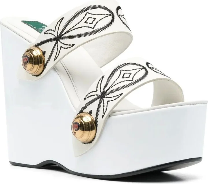 Embroidered-Design Open-Toe Sandals - Image 2