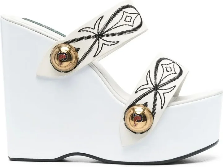 Embroidered-Design Open-Toe Sandals