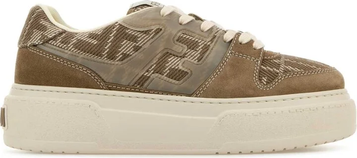 Embroidered Fabric And Suede Fendi Match Sneakers