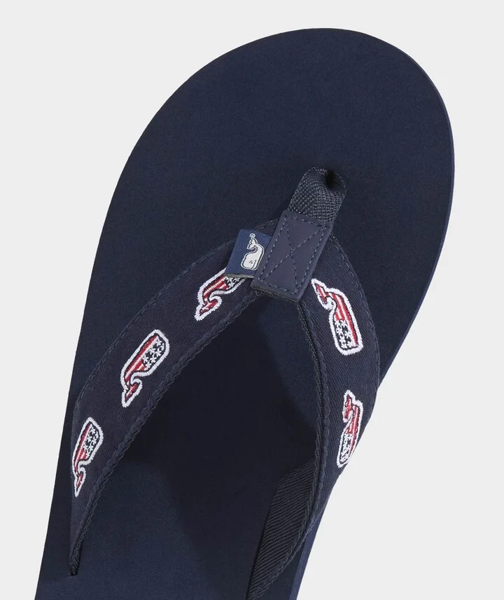 Embroidered Flag Whale Foam Flip Flops - Image 2