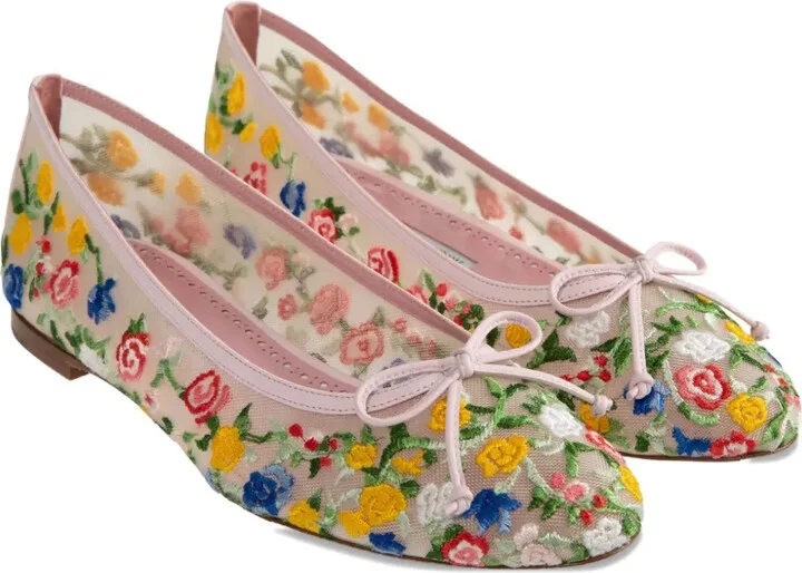Embroidered Floral Ballerina Shoes - Image 2